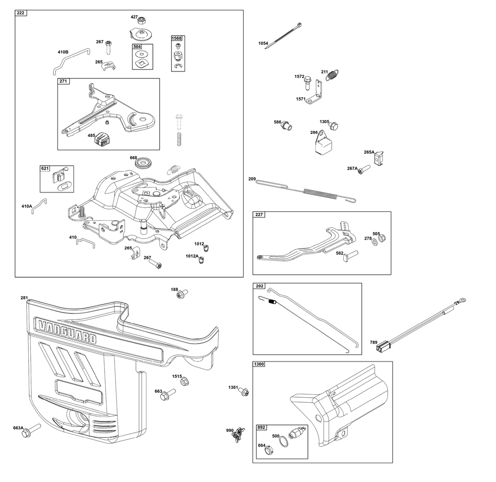 Controls Group Diagram and Parts List for 25V337-0019-F1 200000 - 399999 Briggs and Stratton Engine
